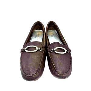 Anne Klein Loafers Women's Size 8‎ Dark Brown flat Silver buckle detail leather